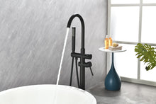 Carregar imagem no visualizador da galeria, Mount Bathtub Faucet Freestanding Tub Filler Matte Black Standing High Flow Shower Faucets with Handheld Shower Mixer Taps Swivel Spout
