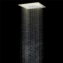 Carregar imagem no visualizador da galeria, 16-Inch Brushed Nickel Flush Mount Rainfall-Waterfall-Mist Hydro-Water Massage, 5-Way Digital Thermostatic Shower System with 64 LED Lights and Bluetooth Music Integration
