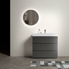 Carregar imagem no visualizador da galeria, Alice 36&quot; Gray Bathroom Vanity with Sink, Large Storage Freestanding Bathroom Vanity for Modern Bathroom, One-Piece White Sink Basin without Drain and Faucet
