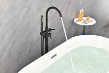 Carregar imagem no visualizador da galeria, Mount Bathtub Faucet Freestanding Tub Filler Matte Black Standing High Flow Shower Faucets with Handheld Shower Mixer Taps Swivel Spout
