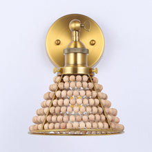 Load image into Gallery viewer, 1-Light Modern Golden Wall Scone Light with Wooden Beads
