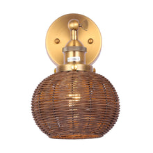 Load image into Gallery viewer, 1-Light Traditional Rattan Golden Wall Sconce Light
