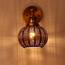 Load image into Gallery viewer, 1-Light Traditional Rattan Golden Wall Sconce Light
