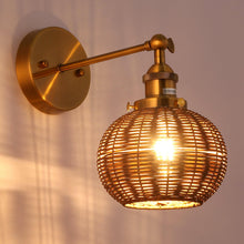 Load image into Gallery viewer, 1-Light Traditional Rattan Golden Wall Sconce Light
