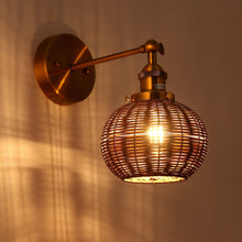 Load image into Gallery viewer, 1-Light Traditional Rattan Golden Wall Sconce Light
