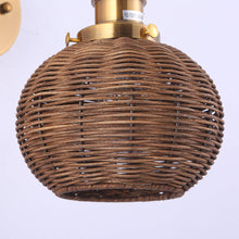 Load image into Gallery viewer, 1-Light Traditional Rattan Golden Wall Sconce Light
