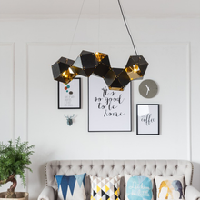 Cargar imagen en el visor de la galería, Nordic Modern Luxury Black Wrought Iron Chandeliers Retro Pendants
