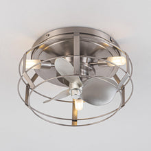 Cargar imagen en el visor de la galería, 12&quot; Industrial Flush Mount Ceiling Fan with Light and Remote Control
