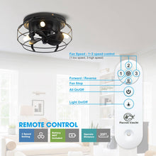 Cargar imagen en el visor de la galería, 12&quot; Industrial Flush Mount Ceiling Fan with Light and Remote Control
