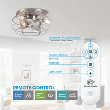 Cargar imagen en el visor de la galería, 12&quot; Industrial Flush Mount Ceiling Fan with Light and Remote Control
