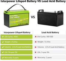 Carregar imagem no visualizador da galeria, 12V 100Ah LiFePO4 Deep Cycle Lithium Battery
