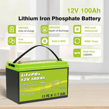 Carregar imagem no visualizador da galeria, 12V 100Ah LiFePO4 Deep Cycle Lithium Battery
