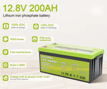 Cargar imagen en el visor de la galería, 12V 200Ah LiFePO4 Deep Cycle Lithium Battery
