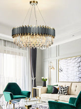 Load image into Gallery viewer, MIRODEMI® Creative Drum Gold/Black Crystal Hanging Lighting For Living Room, Dining Room
