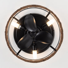 Load image into Gallery viewer, 13&quot; Farmhouse Flush Mount Reversible Ceiling Fan with Lighting and Remote Control
