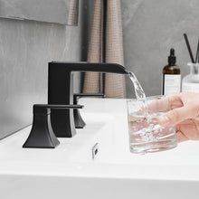 Carregar imagem no visualizador da galeria, Modern 2 Handle 3 Hole Deck Mounted Bathroom Faucet with Drainer
