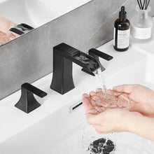 Carregar imagem no visualizador da galeria, Modern 2 Handle 3 Hole Deck Mounted Bathroom Faucet with Drainer
