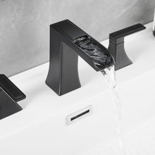 Carregar imagem no visualizador da galeria, Modern 2 Handle 3 Hole Deck Mounted Bathroom Faucet with Drainer
