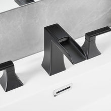 Carregar imagem no visualizador da galeria, Modern 2 Handle 3 Hole Deck Mounted Bathroom Faucet with Drainer
