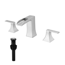 Carregar imagem no visualizador da galeria, Modern 2 Handle 3 Hole Deck Mounted Bathroom Faucet with Drainer
