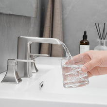 Carregar imagem no visualizador da galeria, Modern 2 Handle 3 Hole Deck Mounted Bathroom Faucet with Drainer
