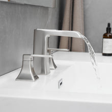 Carregar imagem no visualizador da galeria, Modern 2 Handle 3 Hole Deck Mounted Bathroom Faucet with Drainer
