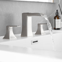 Carregar imagem no visualizador da galeria, Modern 2 Handle 3 Hole Deck Mounted Bathroom Faucet with Drainer
