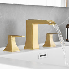 Load image into Gallery viewer, Modern 2 Handle 3 Hole Deck Mounted Bathroom Faucet with Drainer
