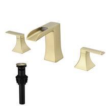 Carregar imagem no visualizador da galeria, Modern 2 Handle 3 Hole Deck Mounted Bathroom Faucet with Drainer
