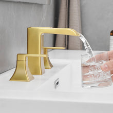 Carregar imagem no visualizador da galeria, Modern 2 Handle 3 Hole Deck Mounted Bathroom Faucet with Drainer
