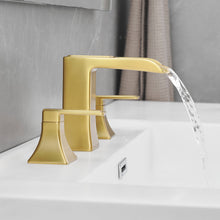 Load image into Gallery viewer, Modern 2 Handle 3 Hole Deck Mounted Bathroom Faucet with Drainer
