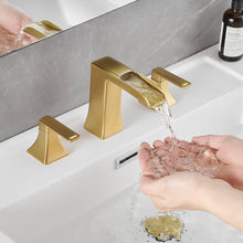 Cargar imagen en el visor de la galería, Modern 2 Handle 3 Hole Deck Mounted Bathroom Faucet with Drainer
