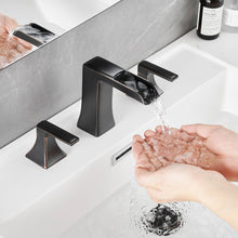 Carregar imagem no visualizador da galeria, Modern 2 Handle 3 Hole Deck Mounted Bathroom Faucet with Drainer
