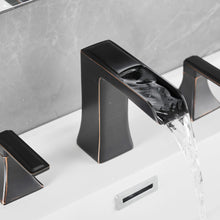 Carregar imagem no visualizador da galeria, Modern 2 Handle 3 Hole Deck Mounted Bathroom Faucet with Drainer
