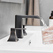 Carregar imagem no visualizador da galeria, Modern 2 Handle 3 Hole Deck Mounted Bathroom Faucet with Drainer
