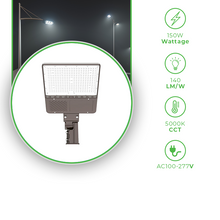 Carregar imagem no visualizador da galeria, 150W LED Shoebox Pole Light, Slip Fitter - 5000K and 23,532 Lumens, AC100-277V, 0-10V Dimmable LED Street Lights
