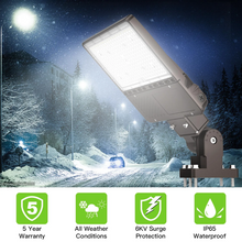 Load image into Gallery viewer, 150W LED Shoebox Pole Light with Built in Photocell- 23,532 Lumens, 5000K Daylight, Ideal for Universal Mounting (Square/Round) Pole
