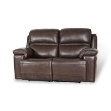 Load image into Gallery viewer, Timo Top Grain Leather Power Reclining Loveseat Adjustable Headrest Cross Stitching
