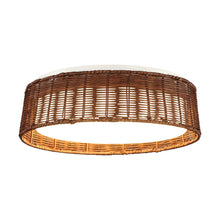 Carregar imagem no visualizador da galeria, 17&quot; Traditional Brown Rattan Flush Mount Lighting with LED
