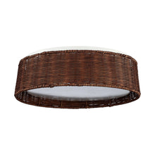 Carregar imagem no visualizador da galeria, 17&quot; Traditional Brown Rattan Flush Mount Lighting with LED
