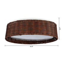 Carregar imagem no visualizador da galeria, 17&quot; Traditional Brown Rattan Flush Mount Lighting with LED
