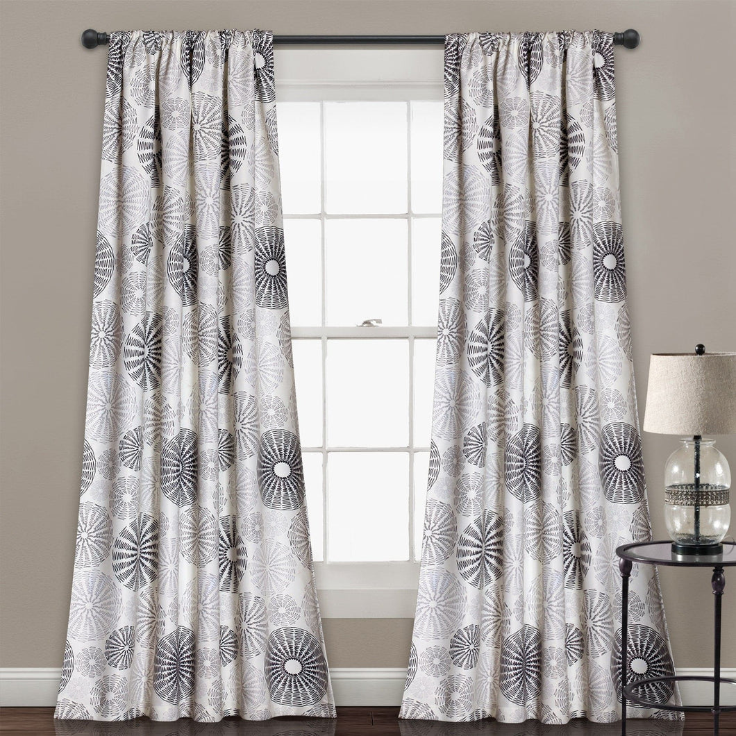 Multi Circles Room Darkening Window Curtain Set