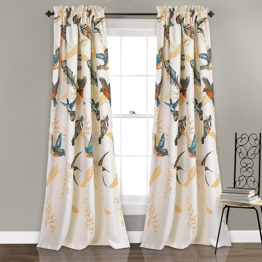 Bird Breeze Light Filtering Window Curtain Set