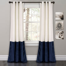 Load image into Gallery viewer, Prima Velvet Color Block Room Darkening Window Curtain Panel Set
