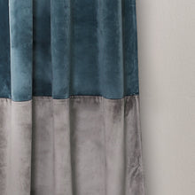 Load image into Gallery viewer, Prima Velvet Color Block Room Darkening Window Curtain Panel Set
