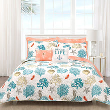 Load image into Gallery viewer, Coastal Reef Feather Reversible Quilt Set
