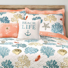 Load image into Gallery viewer, Coastal Reef Feather Reversible Quilt Set
