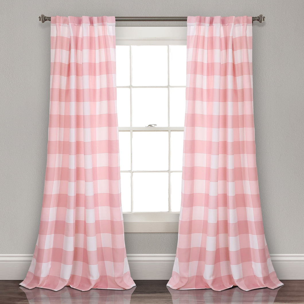 Kelly Checker Light Filtering Window Curtain Panel Set