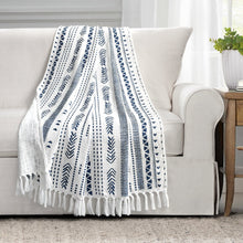 Load image into Gallery viewer, Hygge Stripe Cotton Slub Tassel Fringe Throw
