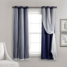 Cargar imagen en el visor de la galería, Grommet Sheer With Insulated Blackout Lining Curtain Panel Set
